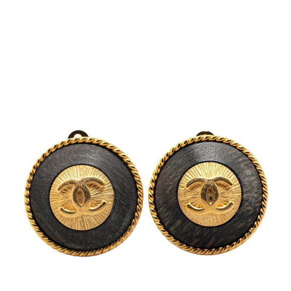 Chanel Coco Mark Brown Gold Plated earring - Picture 1 of 4
